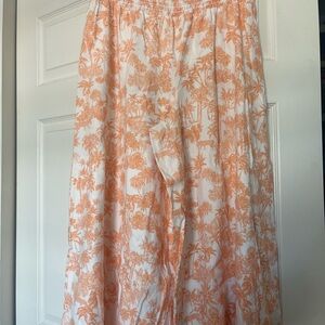 Orange and White Floral Maxi Pants